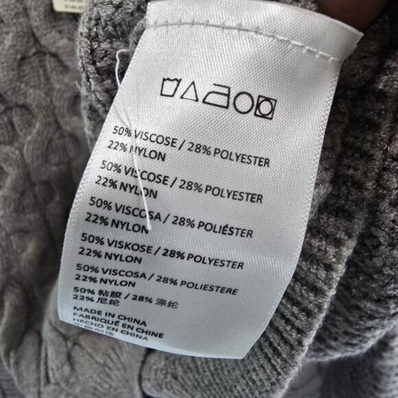 By Anthropologie Sweater Womens Small Gray Cable Knit Mock Neck Wide Arm - Picture 9 of 12